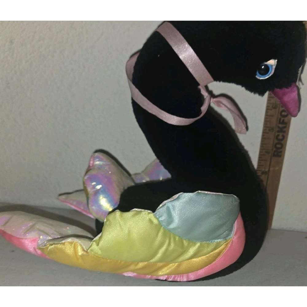Vintage My Beautiful Swan Black Plush w/ Satin By Commonwealth 1985 - Picture 4 of 6